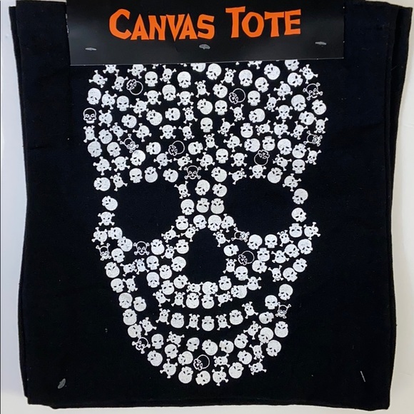 NWT Skull 💀 (Day of the Dead) canvas tote bag - Picture 2 of 4
